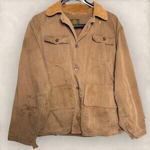 Vtg 70s SafTBak Canvas Field Barn Jacket Hunting Tan Gorpcore Chore Coat Large
